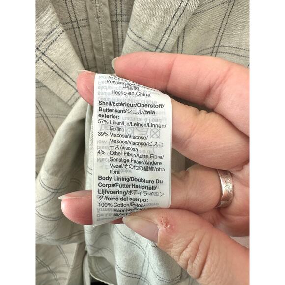 MADEWELL Cream Plaid Linen Blend Blazer Windowpane Check Lightweight Jacket | XS - Picture 6 of 7